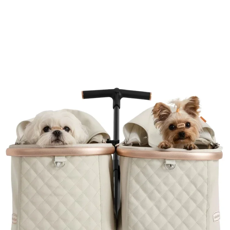 OEMPet Car Out Double Dog Cart Folding Double Seat Double Decker Pet Car Cat Small Dog