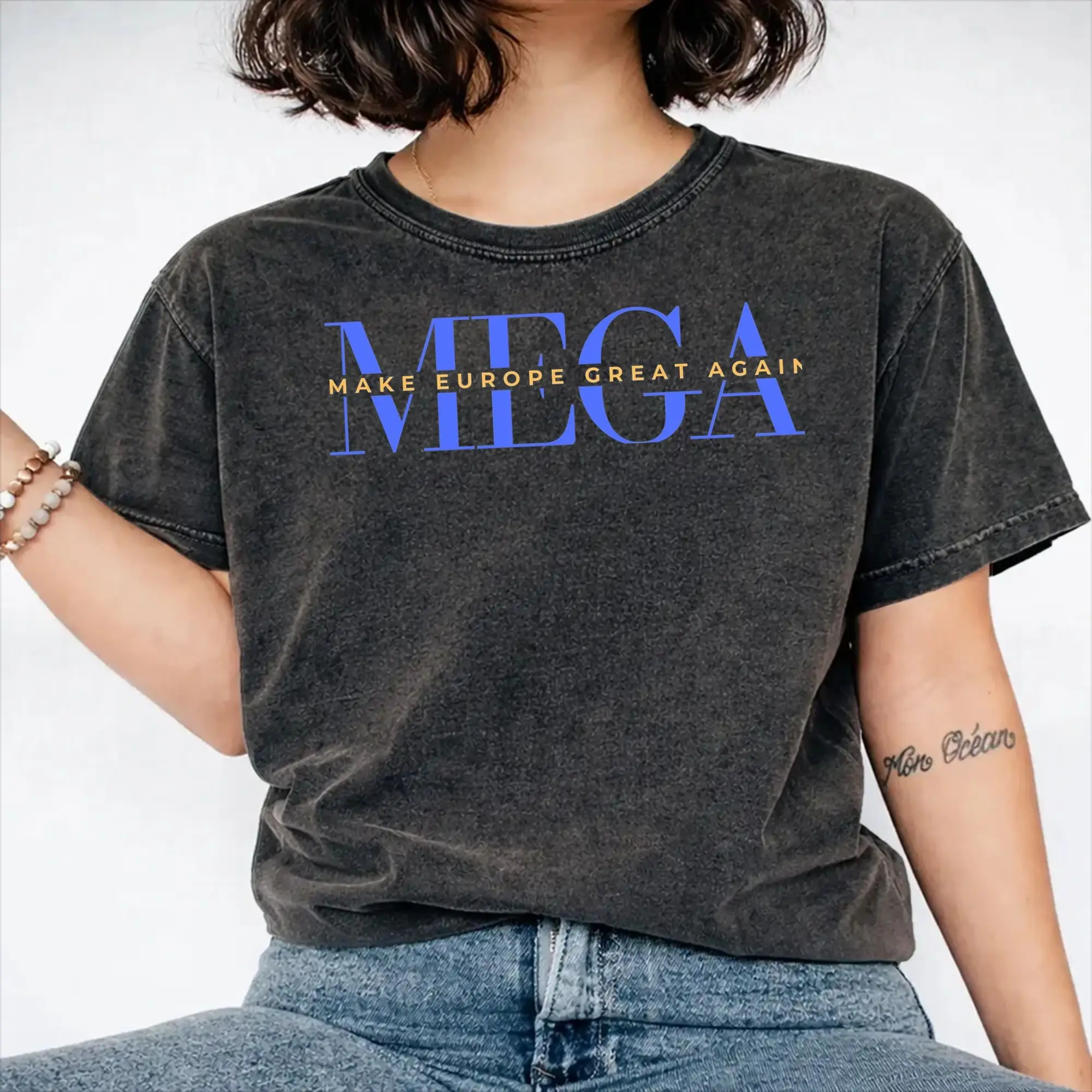 Make Europe Great Again mega Merch Washed T Shirt for Men Women Streetwear Hip Hop T-Shirt Printed  Tees Short Sleeve