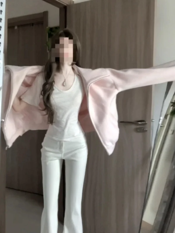 

Милая короткая розовая куртка с капюшоном и воротником-стойкой, теплая весенняя верхняя одежда для женщин, уникальный стильный повседневный топ для ежедневной носки