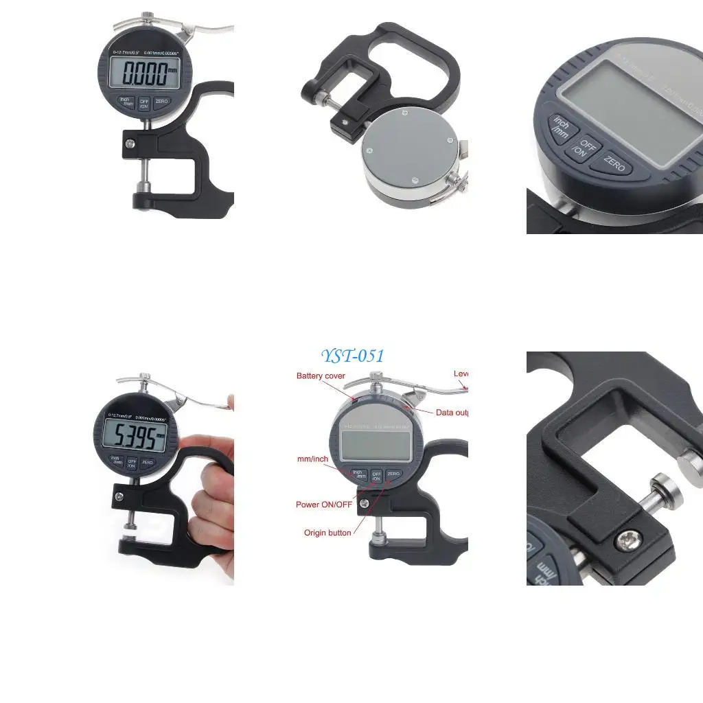 

E15A Digital Micrometer 0.001 12.7mm Electronic Thickness Gauge Depth LCD Measurement