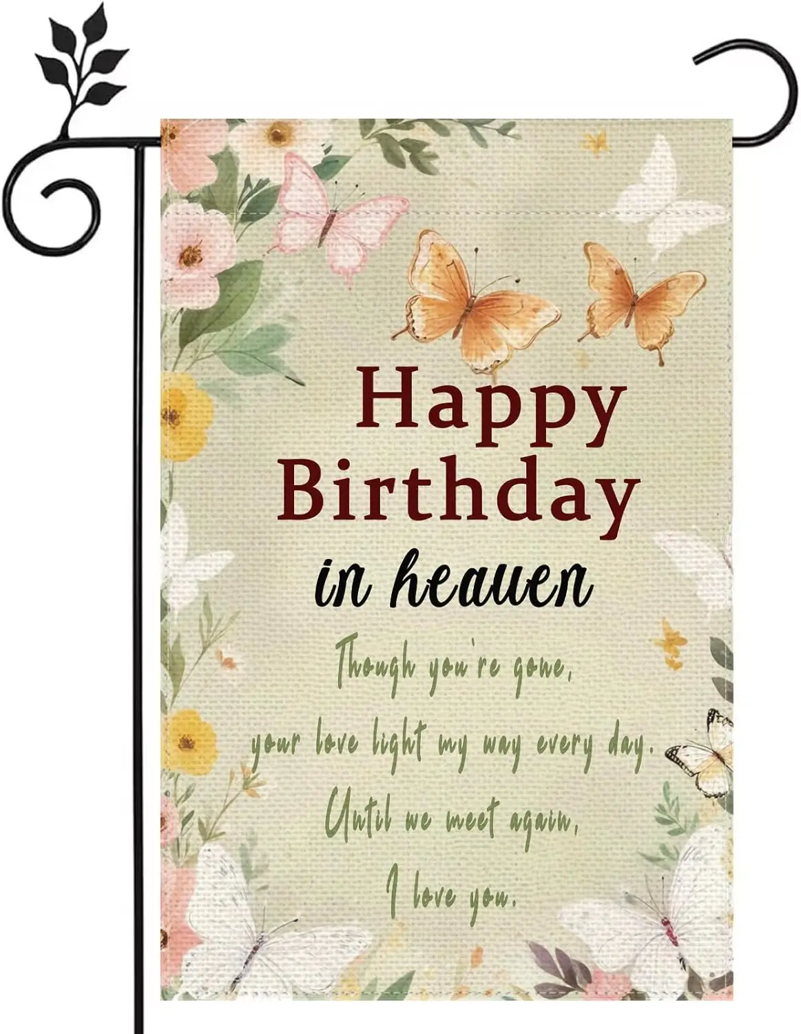 Happy Birthday in Heaven Love You 12x18 inch Double-sided Burlap Garden Flag Home Holiday Decoration Flag AAS