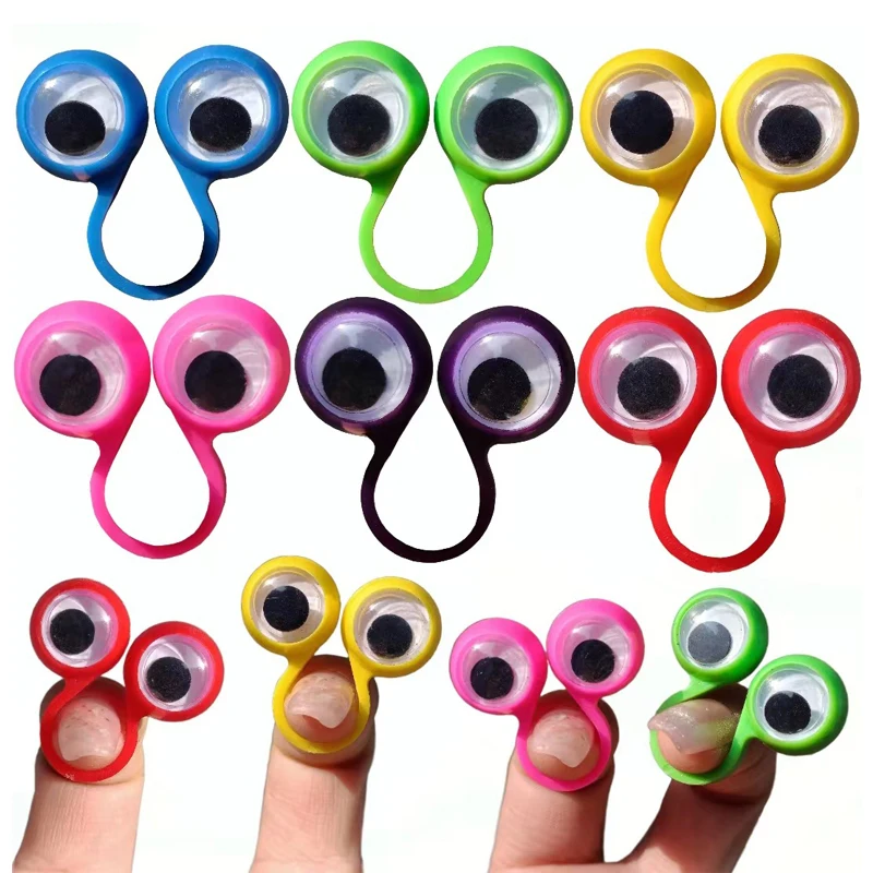 20 STKS Grappige Plastic Oogbollen Vinger Ring Feestartikelen Kerst Verjaardagscadeaus Schoolprijzen Klaslokaal Beloningen voor Kinderen Tieners