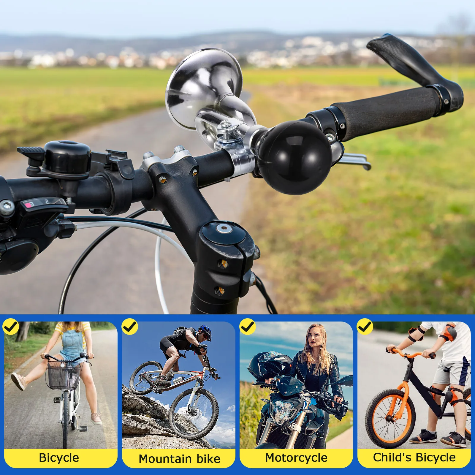

Bicycle Bell for Handlebars Ebike Alarm Loud Bike Horn Clear Sound Horn Notice Passersby Safe Distance Durable Use