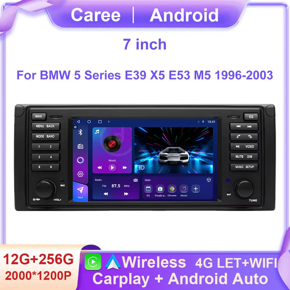

Android 14 Wireless CarPlay Android Auto Radio For BMW 5 Series E39 X5 E53 M5 1996-2003 128G Car Multimedia BT Autoradio No 2din