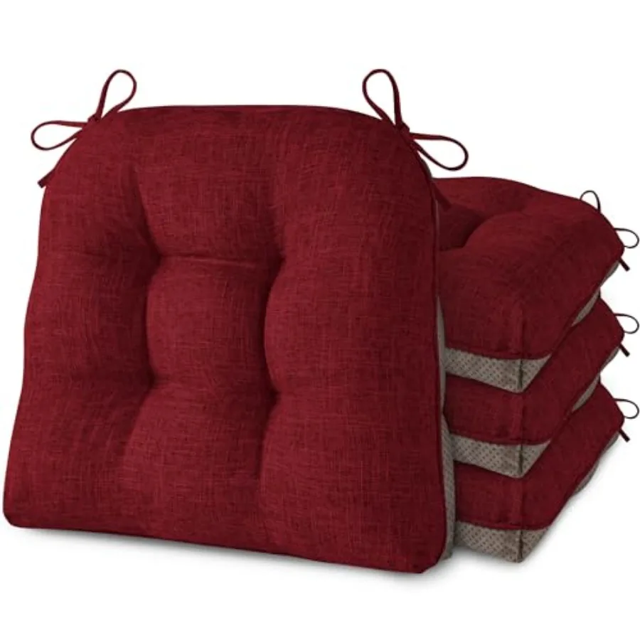 

Chair Cushions for Dining Chairs Set of 4 Kitchen Seat Cushions with Ties and Non Slip Backing Tufted Indoor Seat Pad for Kitch