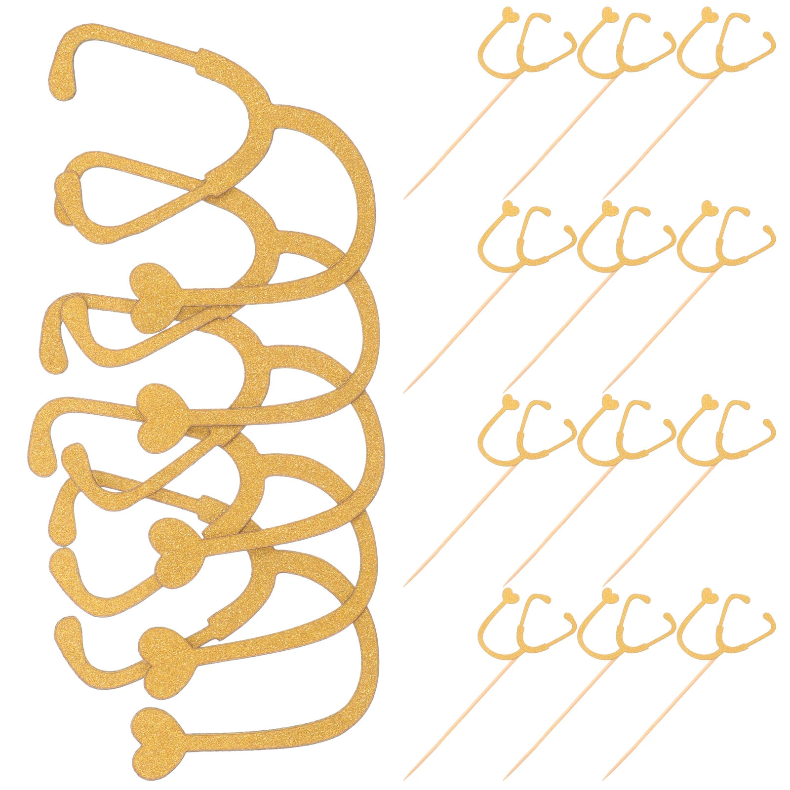 

24 pcs Stethoscope Picks Medical Cake Topper Party Nurse Theme Safe Paper Stethoscope Topper Decor