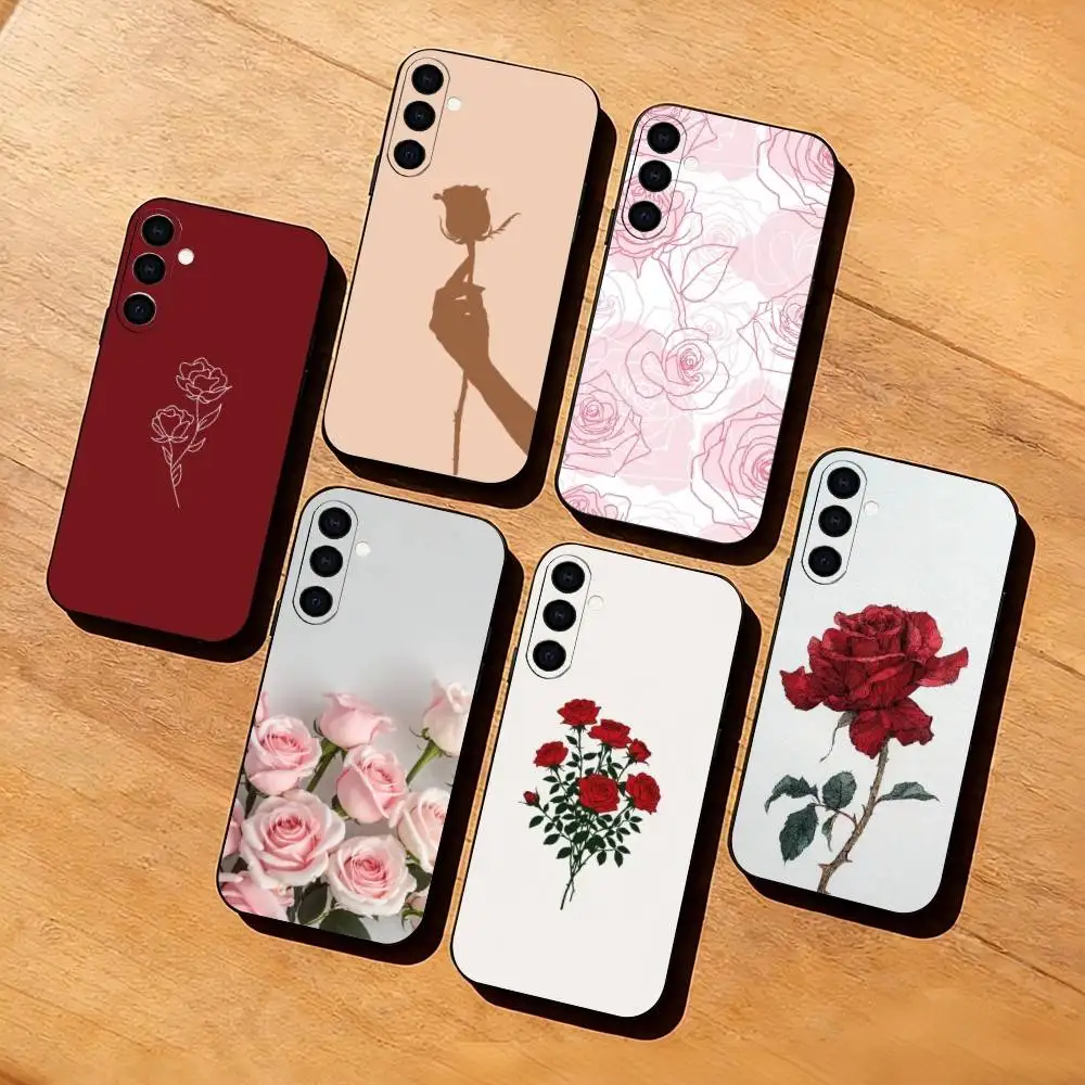 

B-Beautiful and elegant roses Phone Case Black Silicone Soft For Samsung Galaxy A73,A72,A71,A70,A53,A52,A51