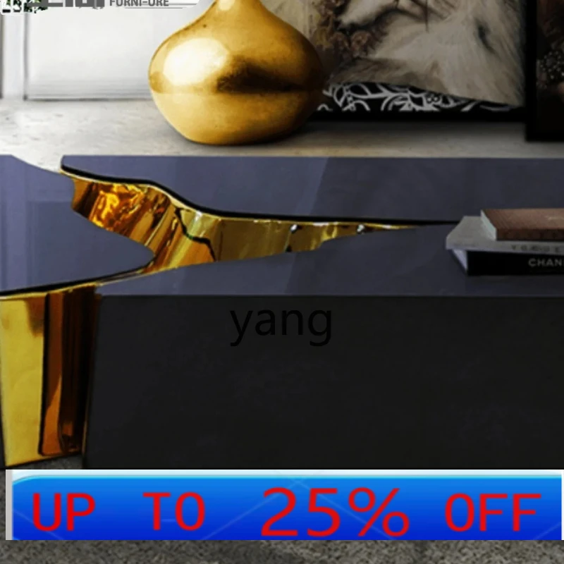 

LH Modern Creative FRP Electroplating Crack Light Luxury Stitching Square Coffee Table