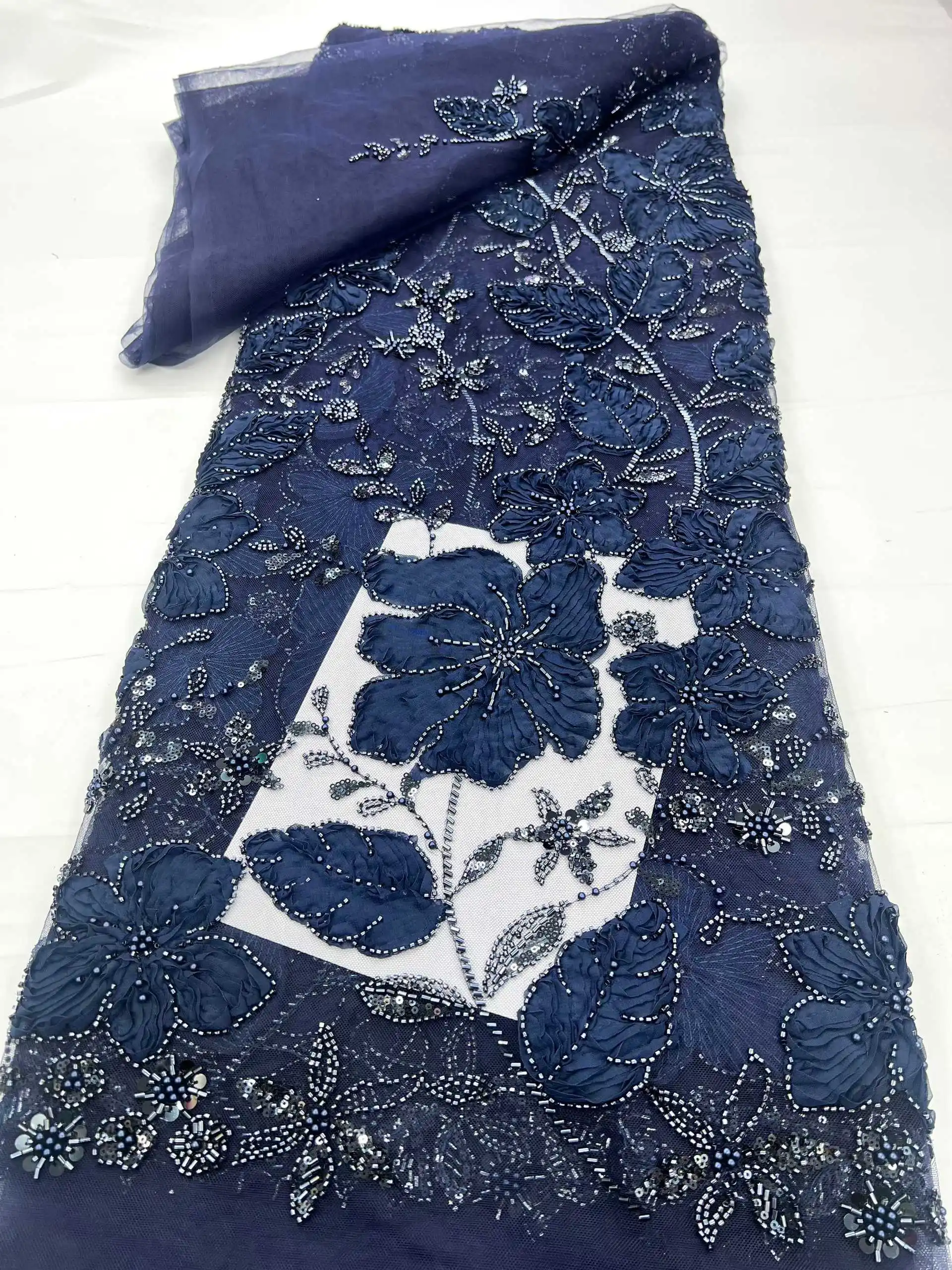 2025 melhor qualidade elegante delicado chiffon malha renda com pedras lantejoulas bordado tecido de tule para vestido de casamento costura sz1727