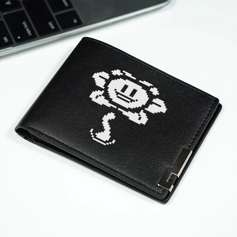 Portfel męski ze skóry PU z wzorem pikselowych kwiatów, minimalistyczny styl biznesowy, lekki, wytrzymały, do codziennego użytku, modny dodatek.