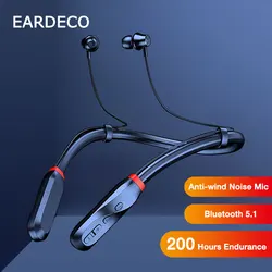EARDECO 200 Hour Playback Bluetooth Headphone Bass Wireless Headphones Neckband Earphone with Mic Sport Music Headset Stereo