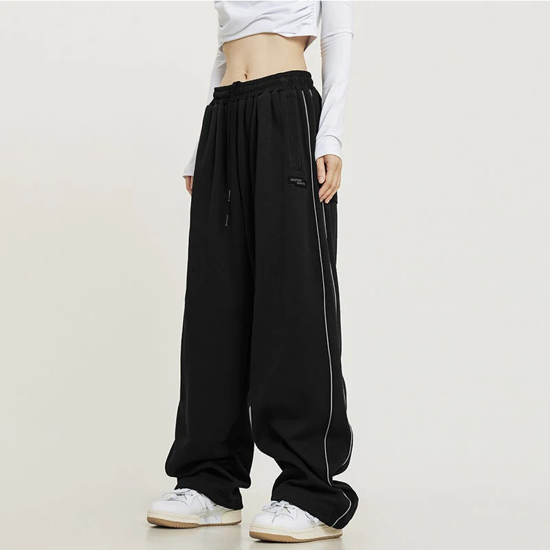 

Hippie Black Striped Jogging Sweatpants Women Vintage Harajuku Streetwear Oversized Sports Pants Style Tracksuits