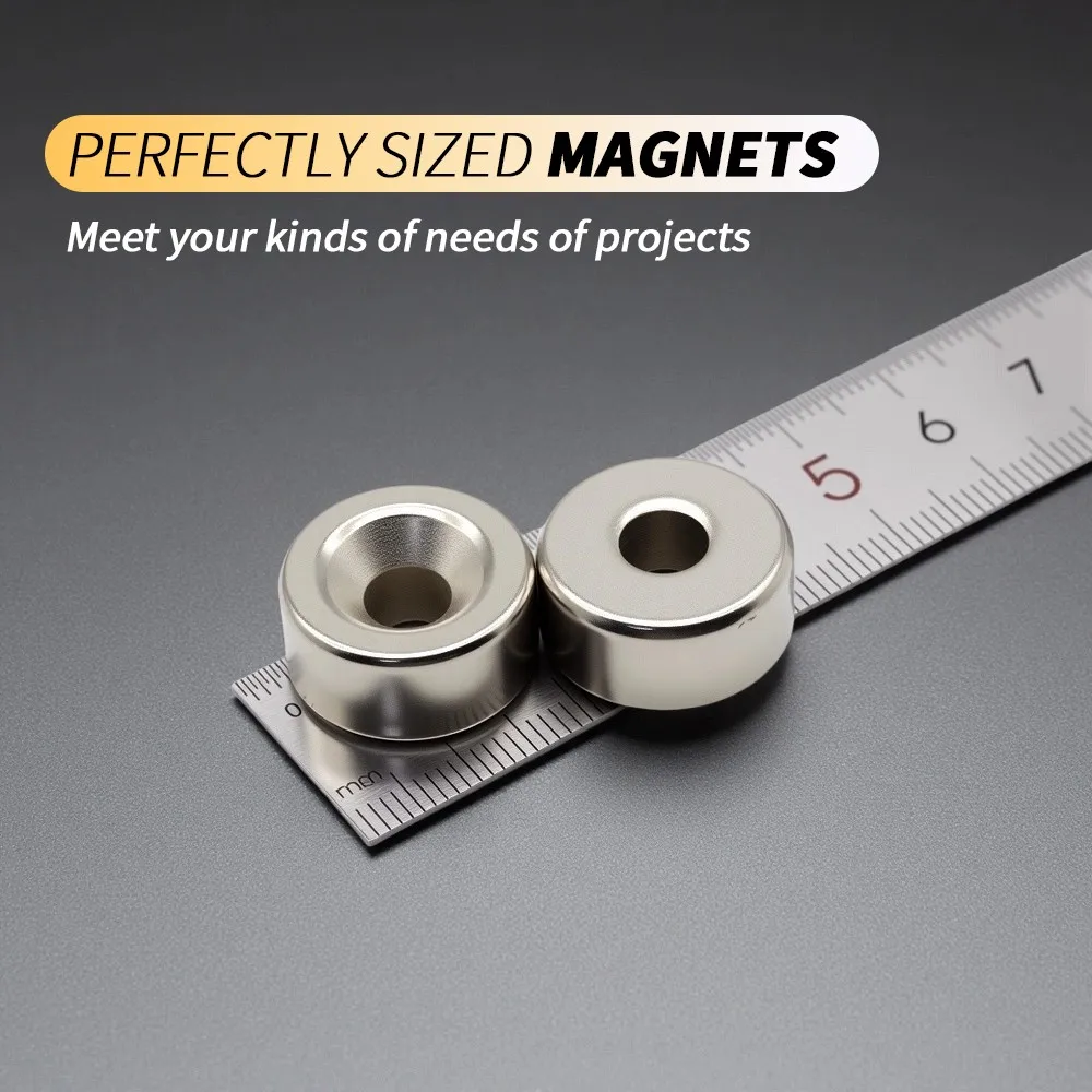 20x10-6mm Round Countersunk Hole Neodymium Magnet Disc Magnets With Screw Hole for Mounting Tool Holder DIY Workshop Fixing