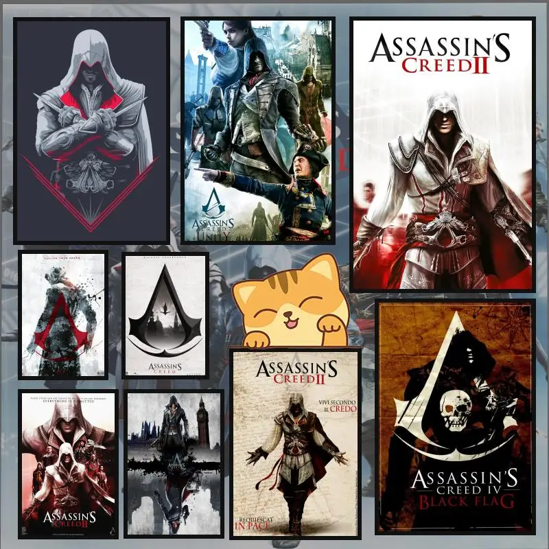 Póster de juego A-A-Assassin S C-CreedS, lienzo HD, arte de pared, pasillo interior, decoración del hogar, regalos de vacaciones