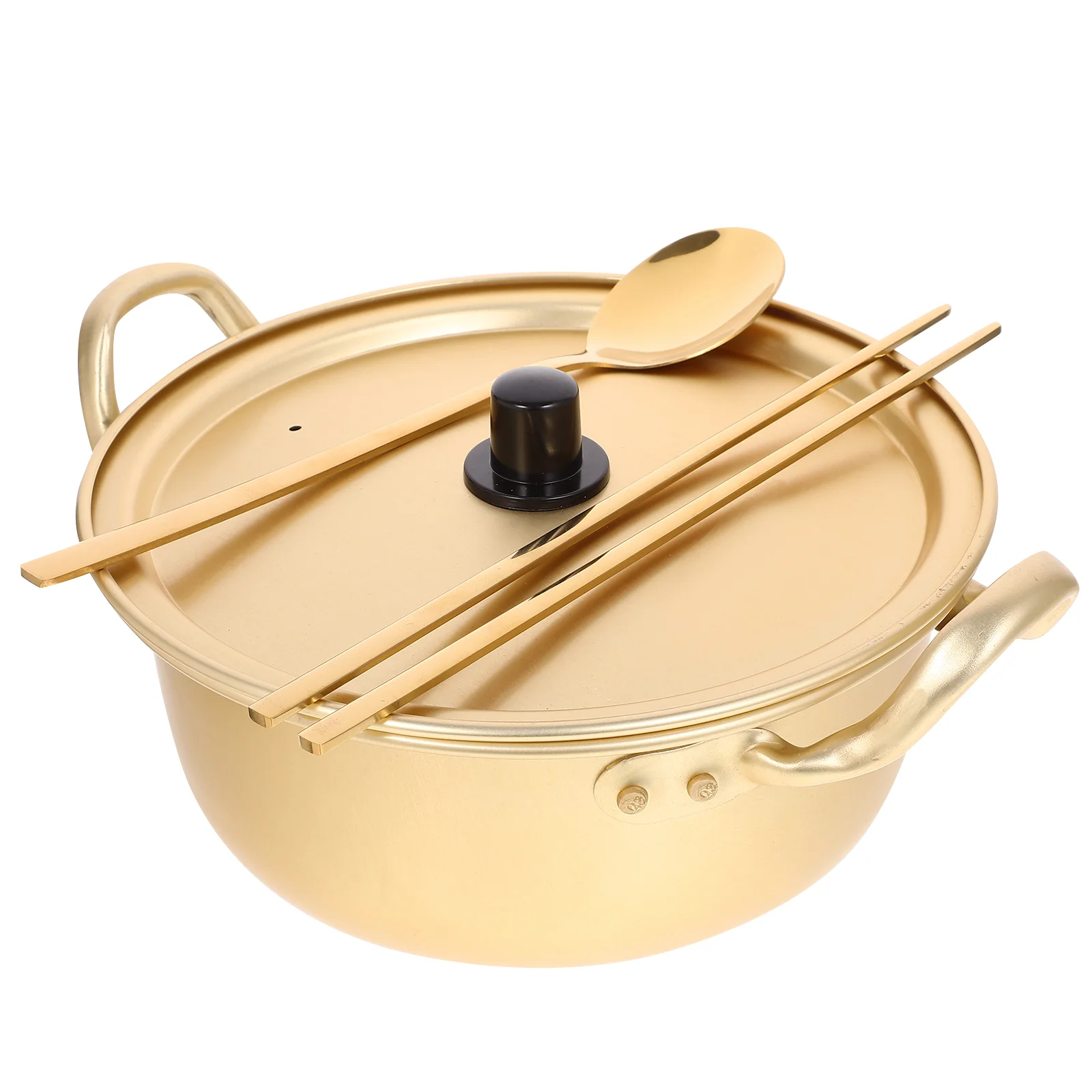 Instant Noodle Pot Korean Saucepan with Lid Stockpot Skillet Spoon Small Hot Household Cookware Seafood Ramen Pickle