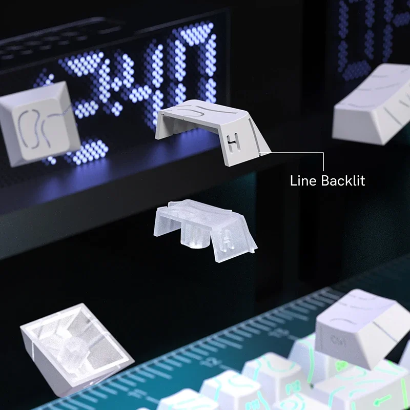 Nieuwe topografische keycaps 4.0-versie Shine Through 98-toetsen PBT Cherry Profile Side Print Backlit voor MX Gamer mechanisch toetsenbord