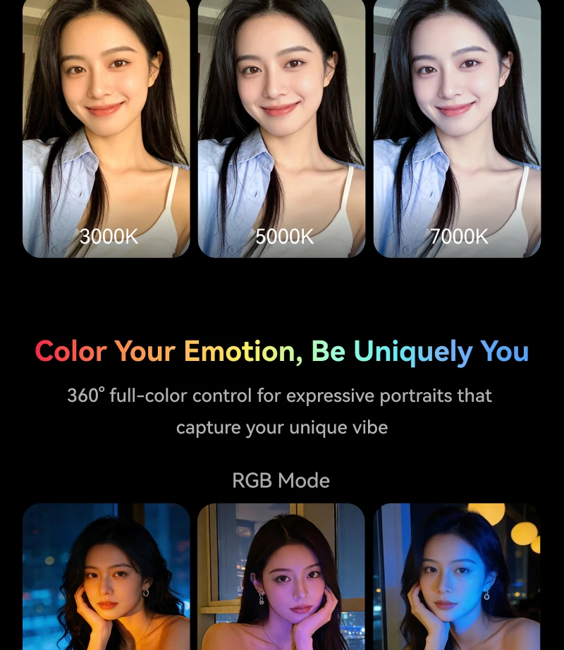TELESIN Magnetisch 360° ° Rotierendes RGB-Füllicht Mini-Selfie-Licht 3 Modi Einstellbare Farbe und Helligkeit für Smartphone iPhone Android – Detail 5