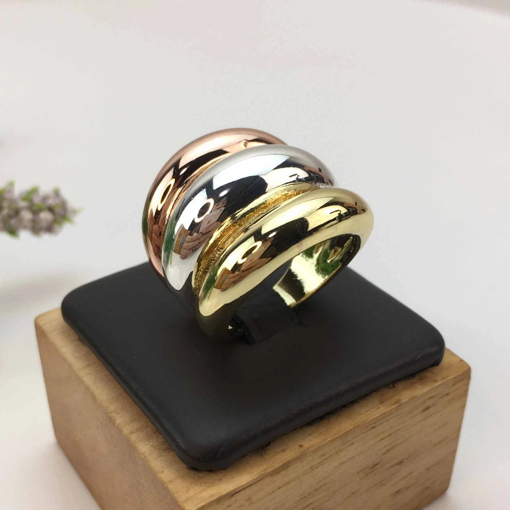 Yuminglai  Dubai Jewelry Fashion Ring for Women Three Tones Rings FHK15522