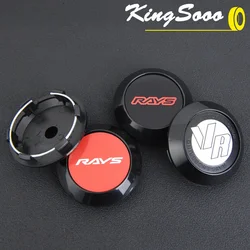 4PCS JDM RAYS Cap Sport Rim 63mm Clip VOLK Racing Emblem Sticker Wheel Center Caps Cover Hub Cap Black & Silver