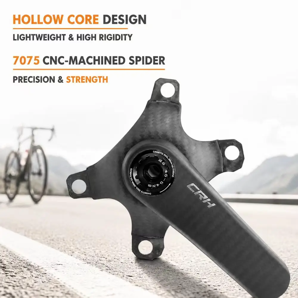 HUDUD CKR09 Lightweight Carbon Fiber Road Crankset DUB29 110BCD 4/5-Bolt 151mm Q-Factor 155-175mm Arms, 10-12 Speed Compatible