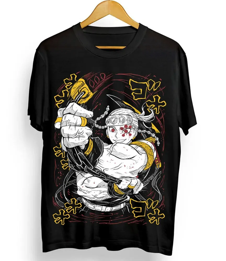 Tengen Uzui T-shirt Demon Slayer Kimetsu No Yaiba Hashira Black Shirt All Size