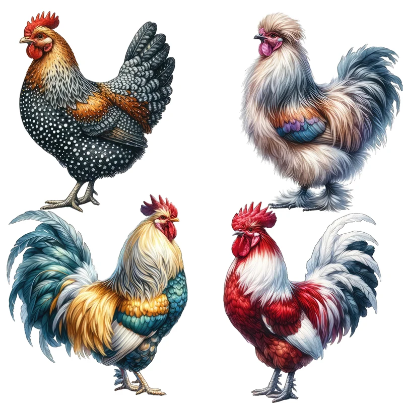 Three Ratels QB49 Pastoral style cartoon rooster watercolor art stickers for room decoration personalized car moto decals