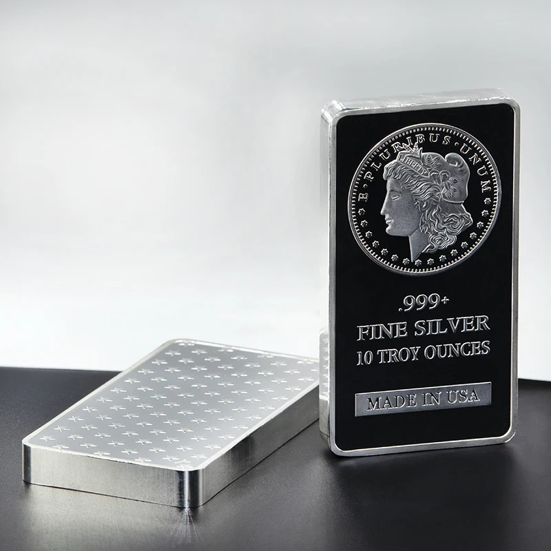

Newest Non Magnetic 10 OZ USA Badge Silver Plated Coin Commemorative Vacuum Sealed Pack Bar