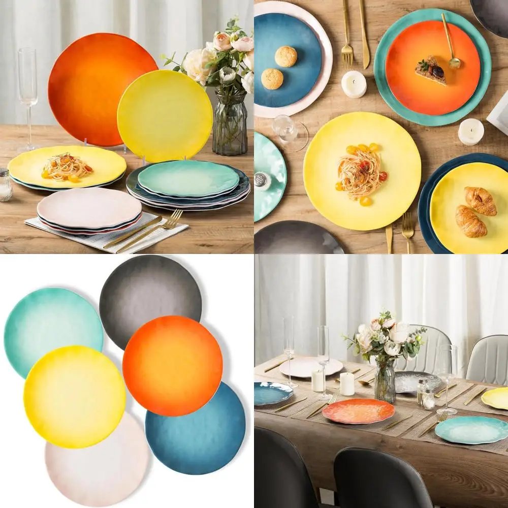 

melamine dinner plate plastic bread butter plates set of 6 pcs 11 inch lightweight shatter proof chip resistant dishwasher safe
