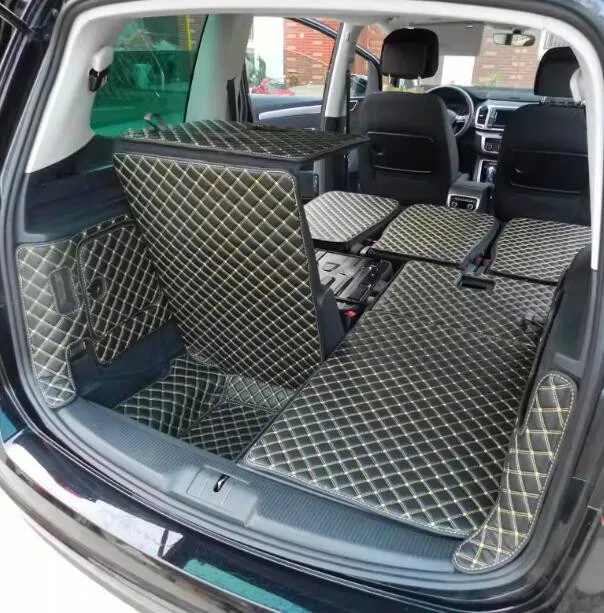 

High quality! Full set car trunk mats for Volkswagen Sharan 7 seats 2022-2011 cargo liner mat boot carpets cover for Sharan 2018