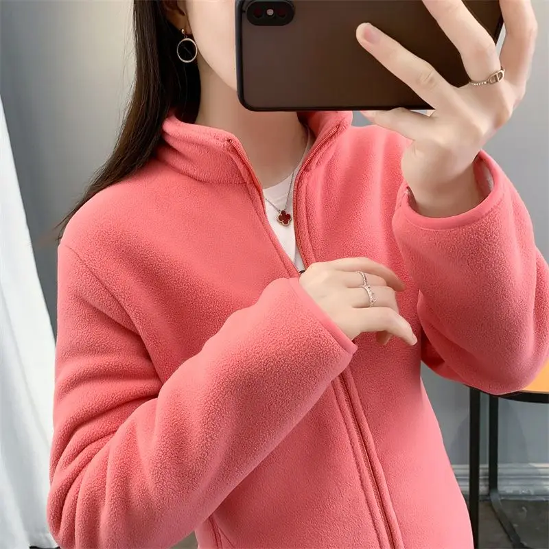 Fashion Polar Fleece Jacket Female 2024 NEW Women\'s Jacket Outerwear Loose Add Thick Spring Autumn Winter Zipper Coat Tops