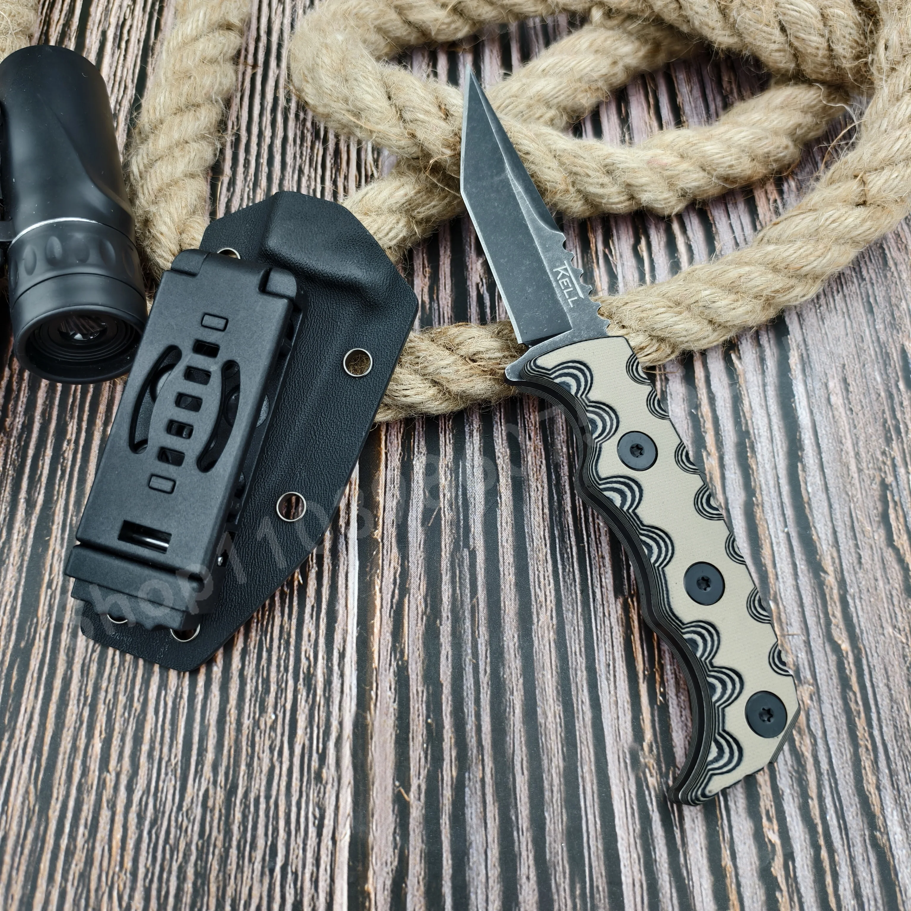 

TK.ELL 007 Tactical Fixed Blade Knife - 7Cr13Mov Blade G10 Handle Suitable for Outdoor Camping Self-defense and Daily Carry