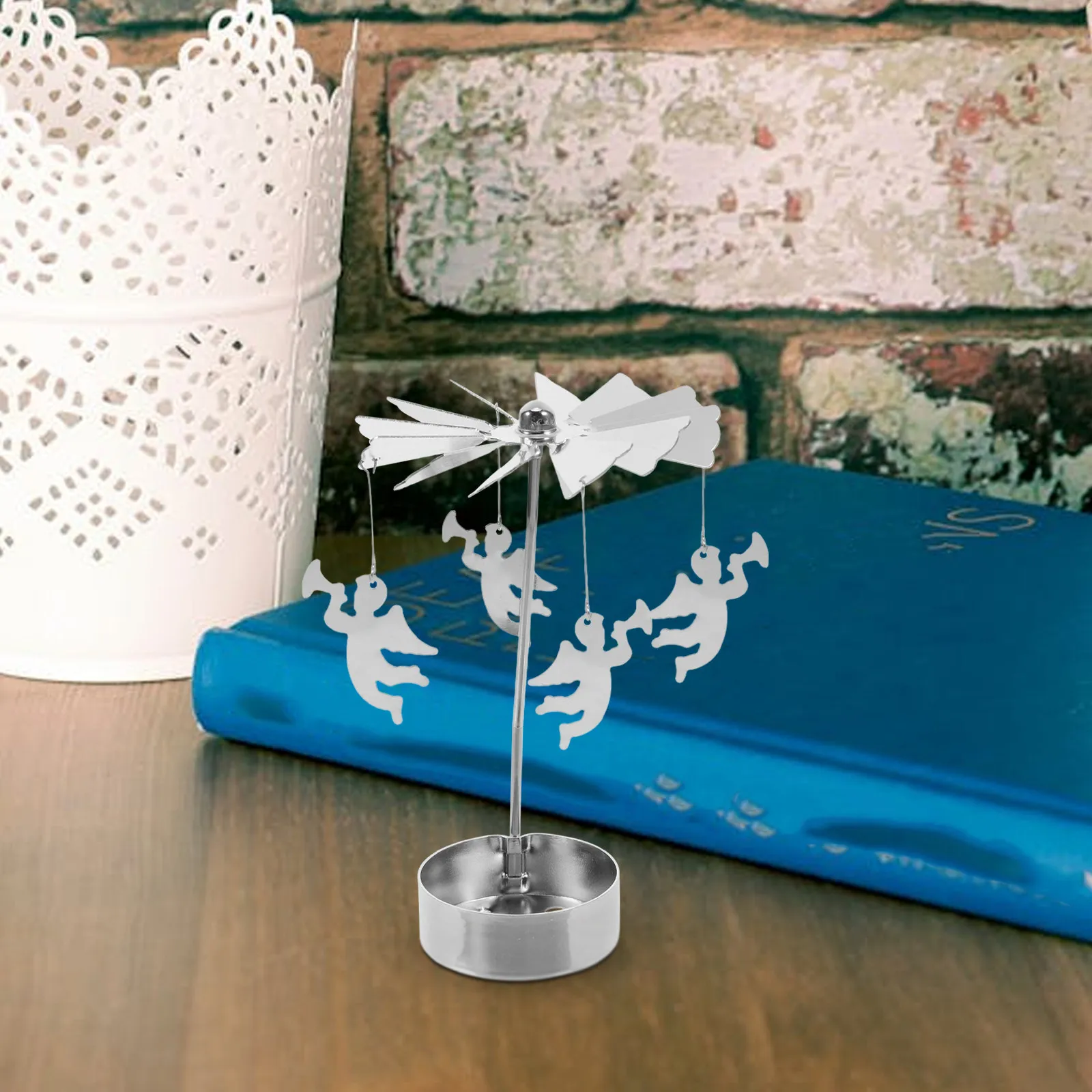 Rotary Holder Metal Tealight Candlestick Unique Romantic Decoration for Valentine's Day Wedding Party Festive Home Office