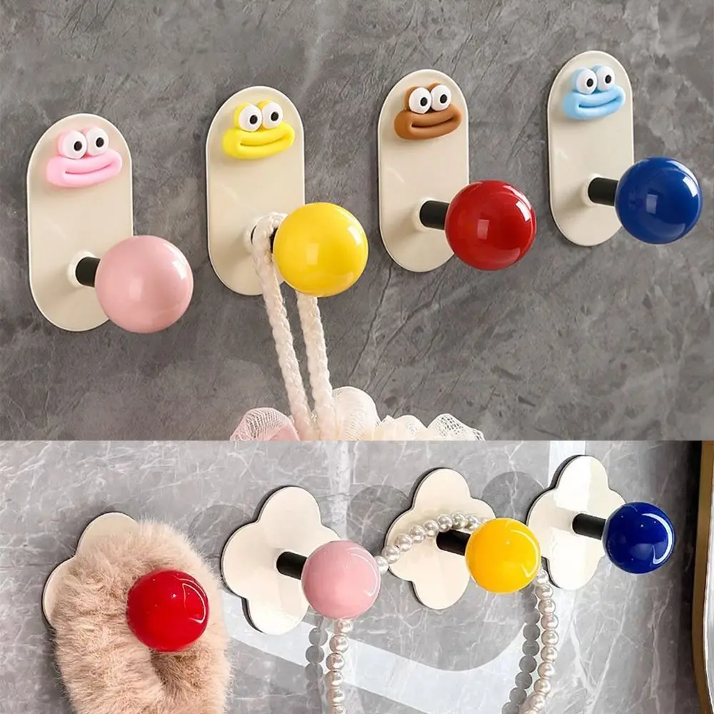 Colorful Punch-Free Dopamine Adhesive Hooks Wall Mount Heavy Duty Hanger Hooks Home Storage Accessories Room Door Coat Hooks