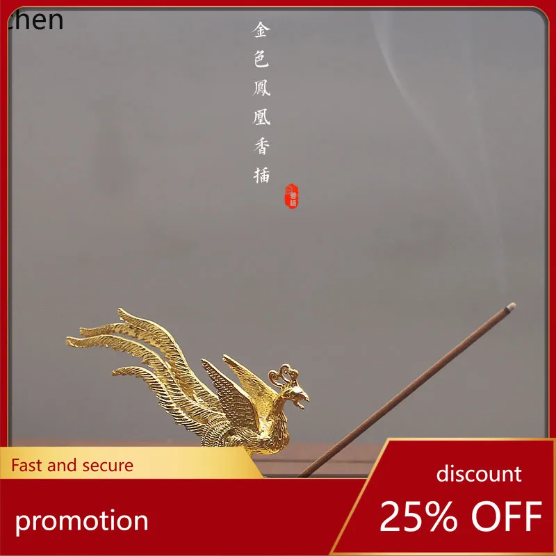 

Cz antique bronze gold phoenix burner incense holder for home room auspicious burner ornament mini portable alloy