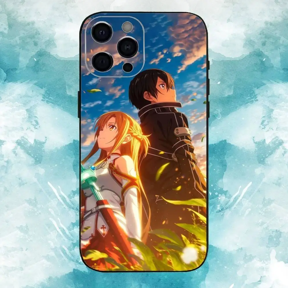 A-Asuna Anime Y-Yuuki Phone Case For iPhone17,16,15,14,13,12,11 Plus,Pro Max Soft Black Cover