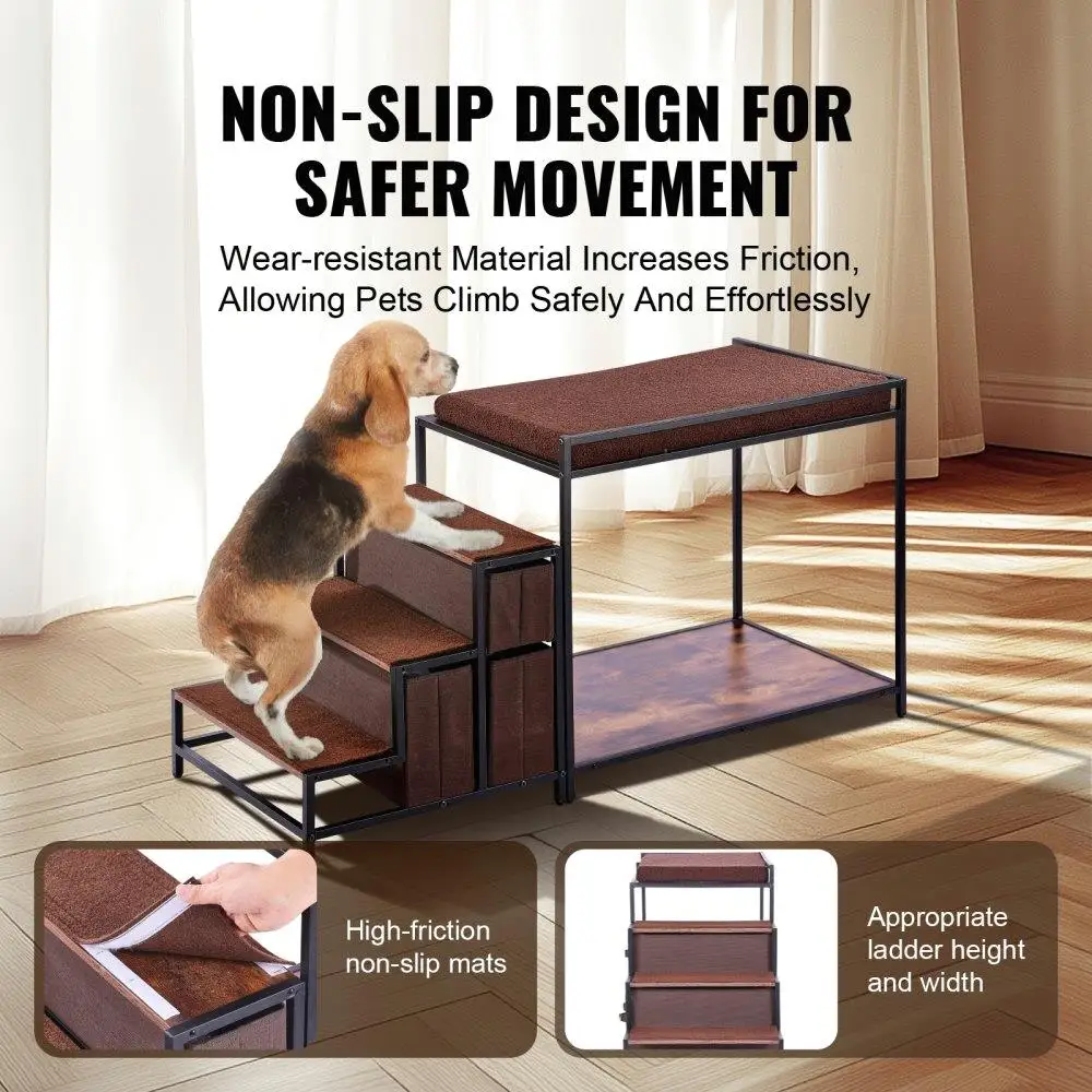 Medium Pet Bunk Bed for Dogs & Cats - Window Perch with Stairs & Storage