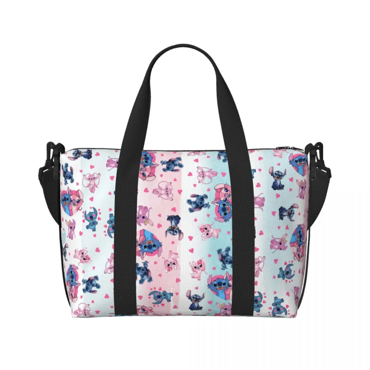 

Пользовательские милые стежки и ангел в любви, аниме, продуктовые сумки-тоут, сумки для покупок, женские большие вместительные пляжные дорожные сумки для спортзала