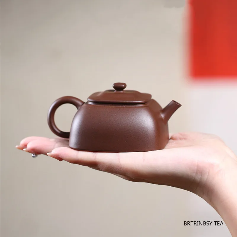 110ml Yixing Handmade Purple Clay Teapot Tradition Square Shape Tea Pot Beauty Kettle Chinese Zisha Tea Set Teaware Collection