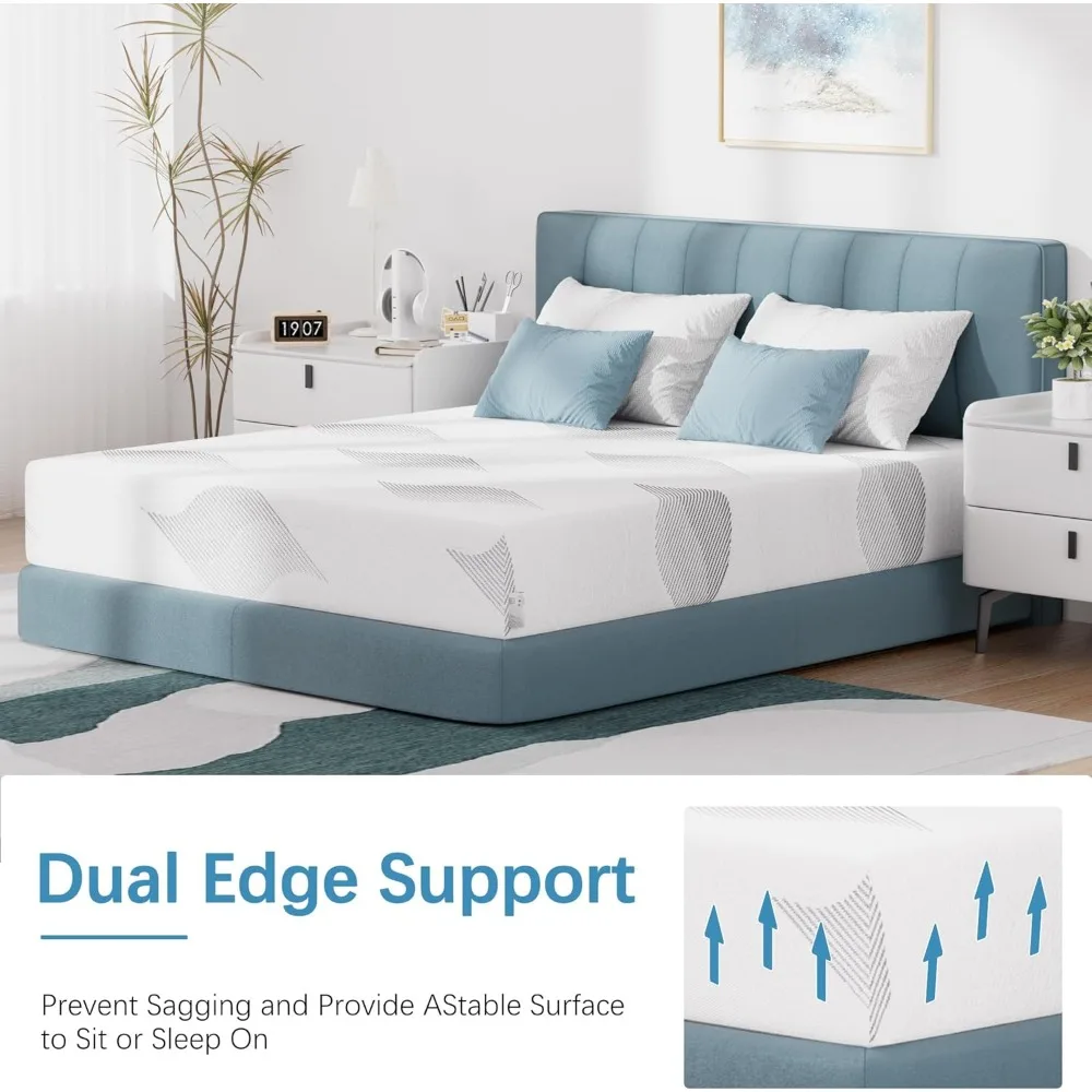 مرتبة كاملة من إسفنج الذاكرة الجل مقاس 10 بوصة مع غطاء قابل للإزالة وقابل للغسل - مرتبة في صندوق للنوم المريح #6