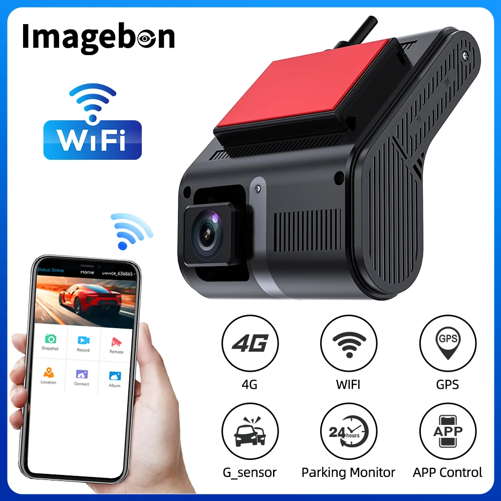 Imagebon 4G LTE Car DVR Dual HD 1080p Camera 24H Parking Monitor Video Recorder GPS Remote Live View Night Vision Dashcam