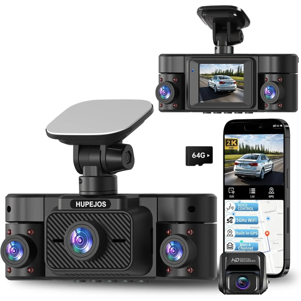 

Dash Cam Front and Rear Inside, 360° Dash Camera for Cars 4 Channel 4K/2K FHD Mini Dashcam, Car Camera Built-in WiFi GPS
