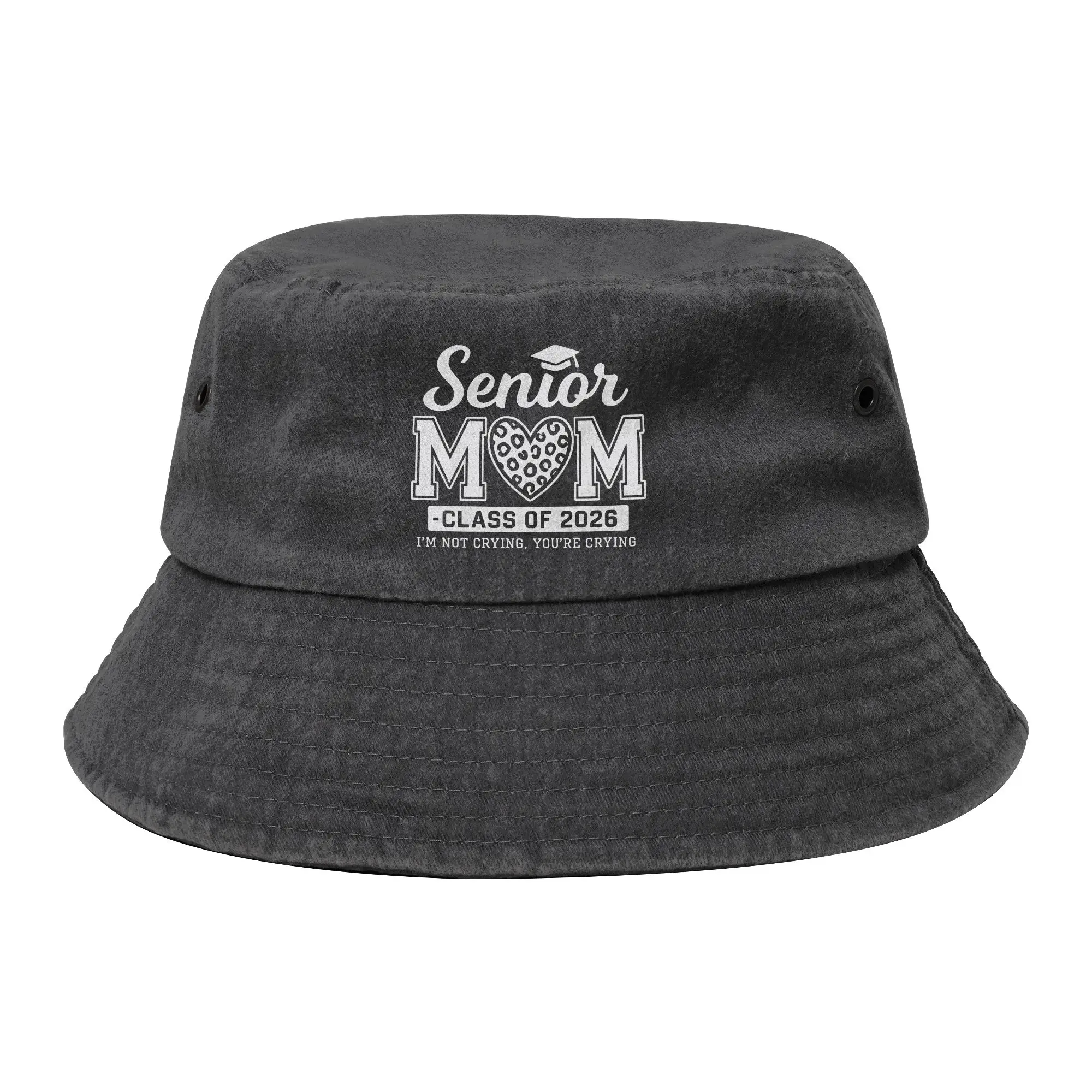 Senior Mom Class of 2026 Graduation Bucket Hats Unisex Outdoor  Distressed Denim Fishing Fisherman Hats Beach Hatwear Boonie Hat