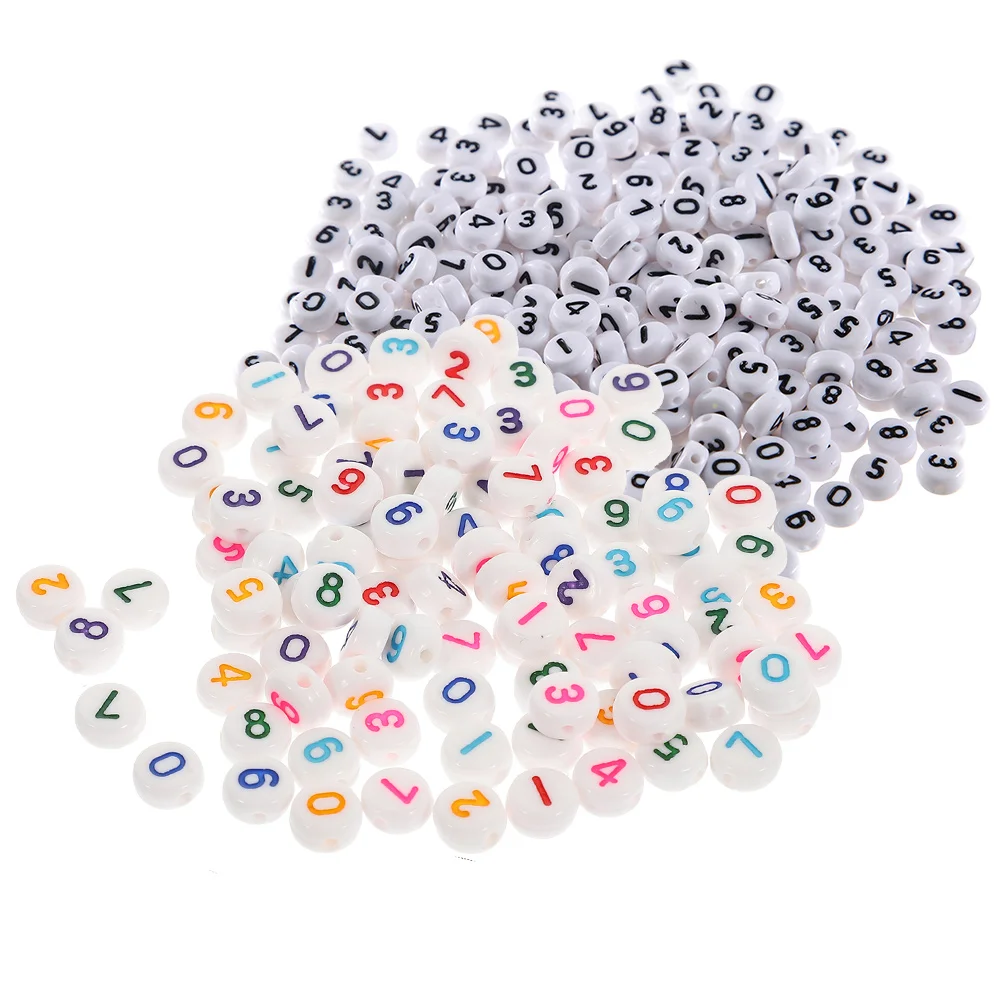 

200pcs Digital Beads Keychain Accessories Diy Number Bracelet Making Colorful Loose Acrylic Jewelry Tools Lightweight Sturdy