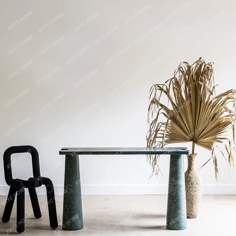 

Nordic simple natural marble entrance table villa living room against the wall display stand