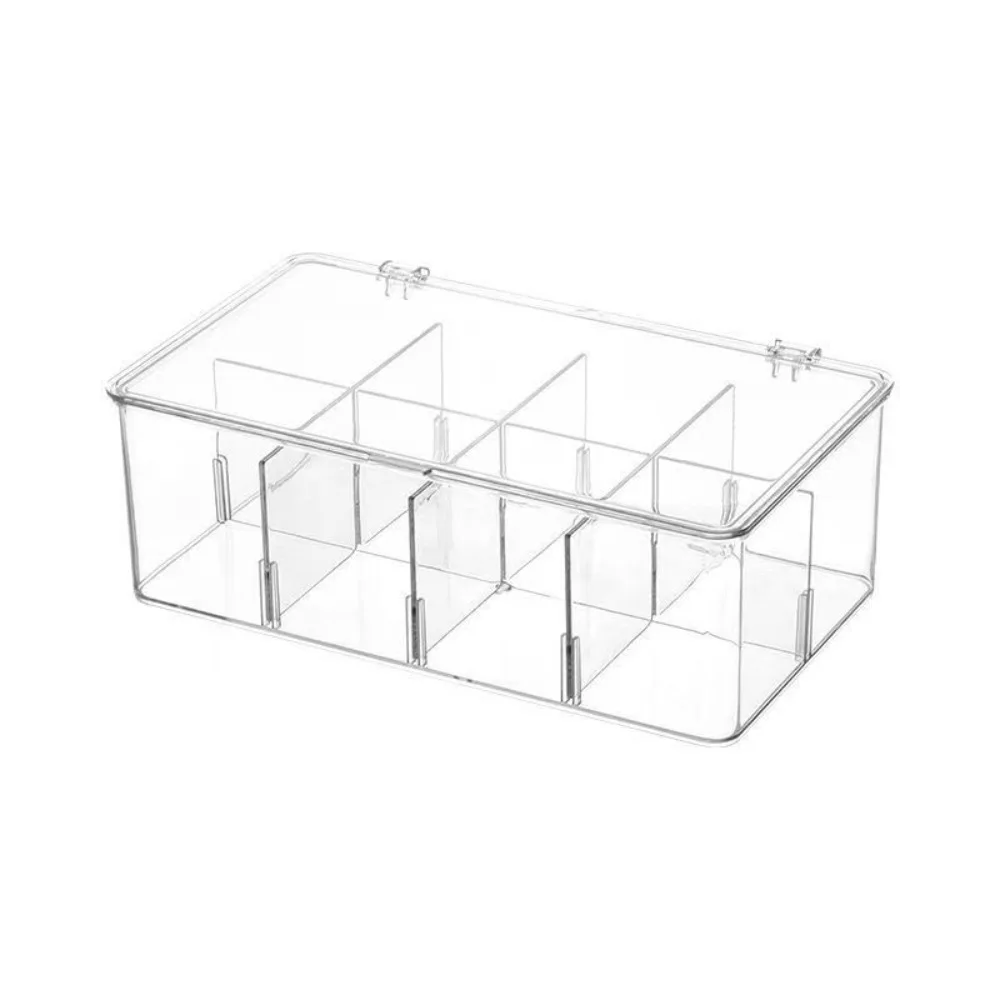

Acrylic Tea Bag Storage Box Organizer Multifunctional Coffee Bag Compartment Box with Lid Stackable
