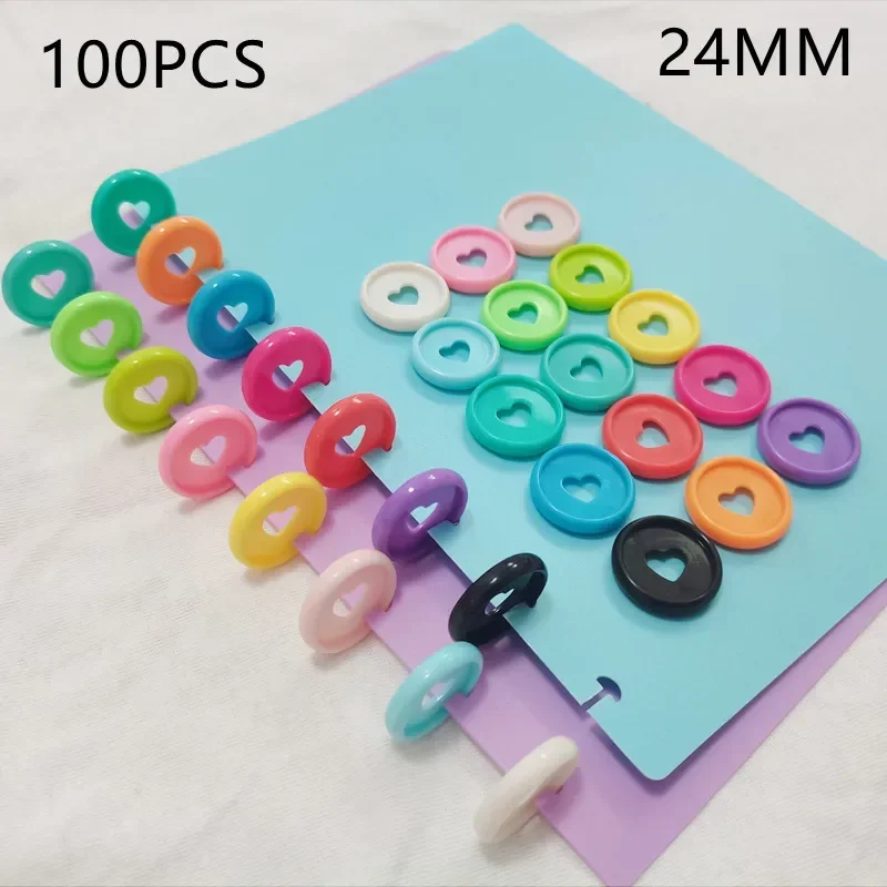 100PCS24MM notebook plastic binding ring binding buckle loose-leaf mushroom hole love pattern learning binding supplies