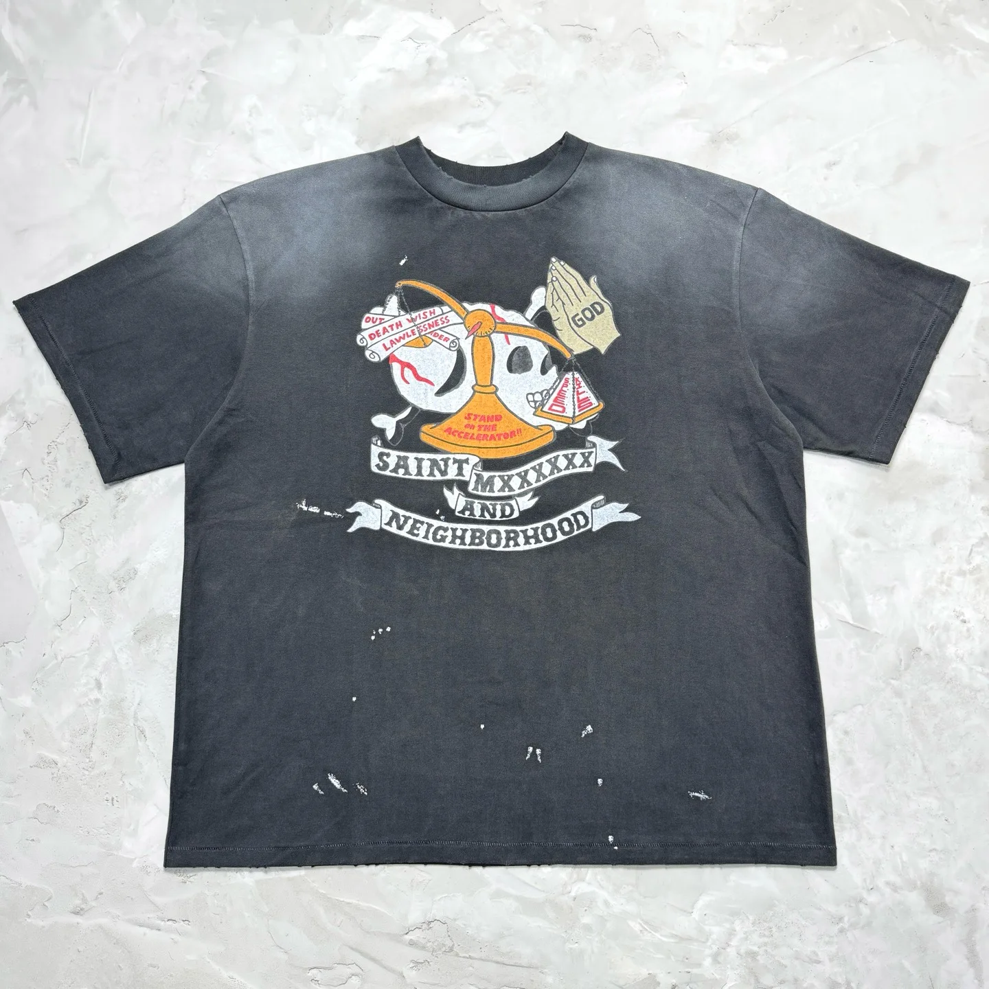 

Saint × Limited Edition Holy Vs Evil Waed ort Sve T-irt Cotton Crew Ne Casual Summer Top for Youth Creative Fun Print