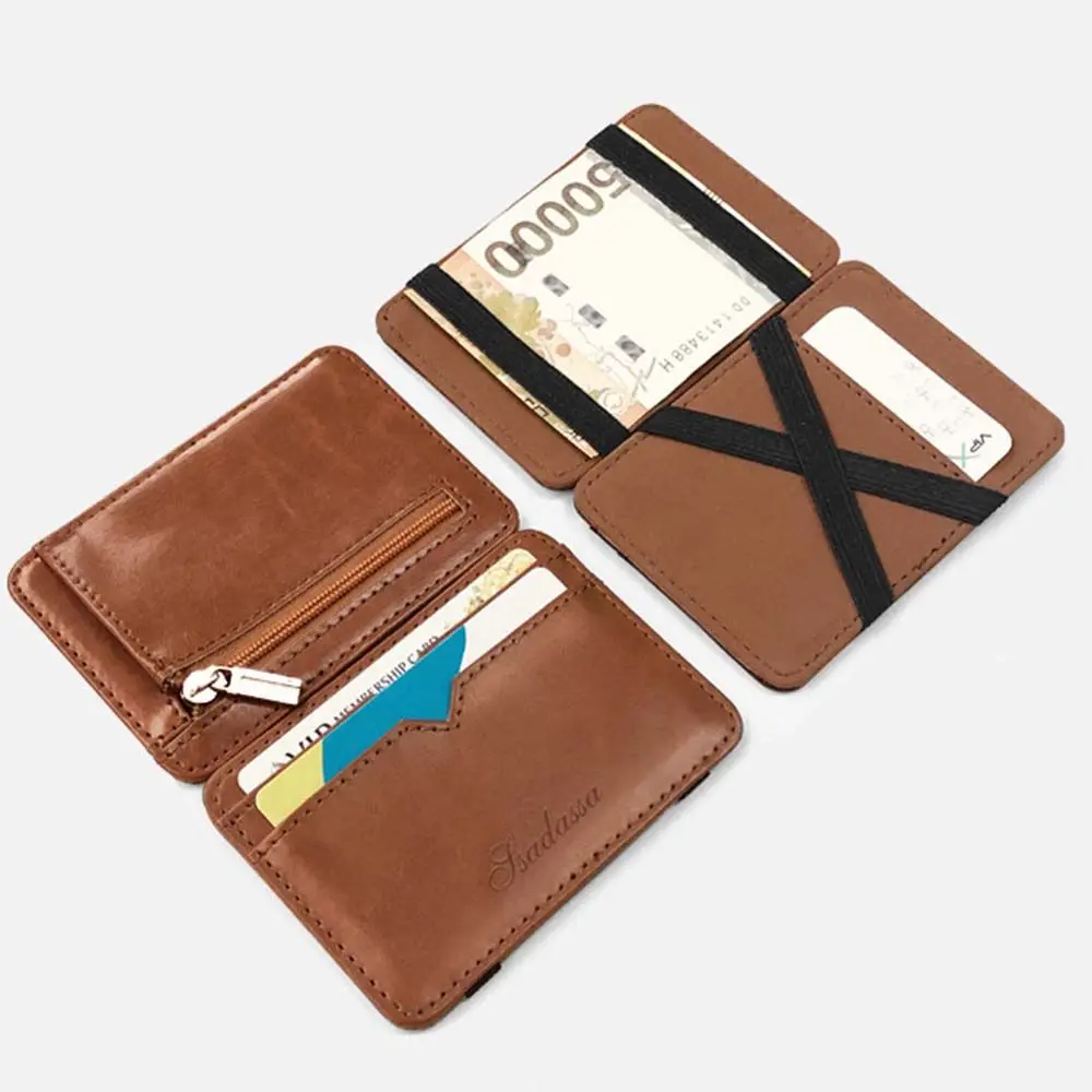 

Casual Vintage PU Leather Credit Card Clamshell Mode Coin Purse Card Storage Case Men Magic Wallet Money Clip Business Wallets