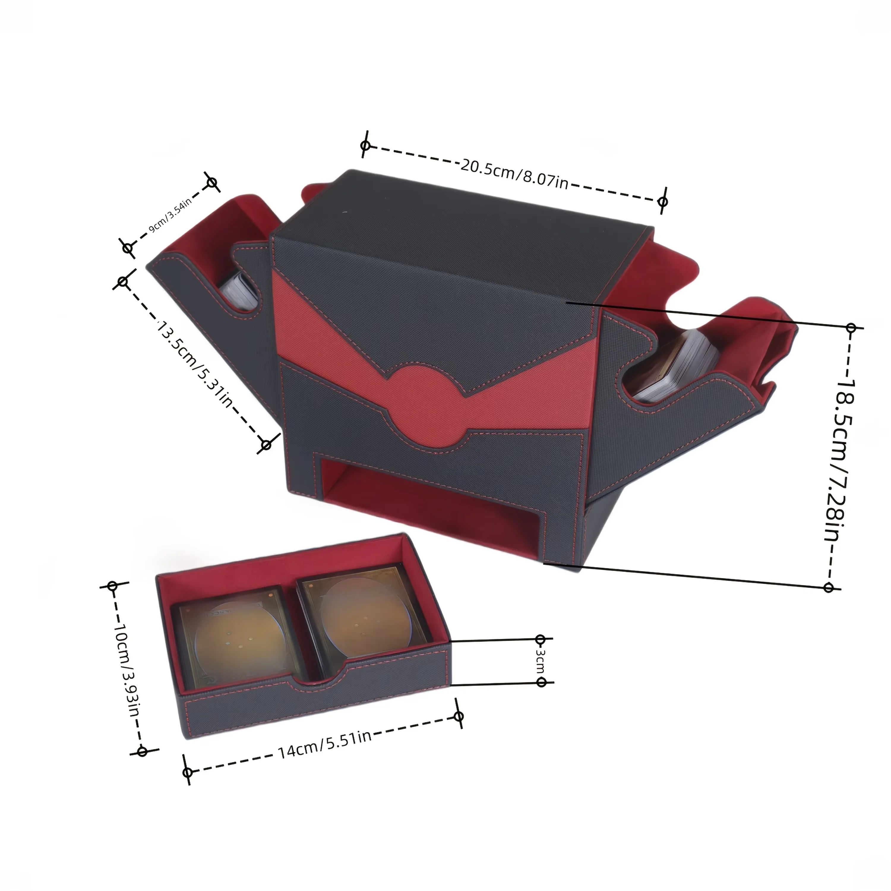 3 IN 1 Card Deck Box 45° One Hand Quick Access, Holds 200+ Double Sleeved Cards Portable Sports/ Game Card Storage Case