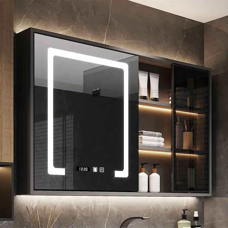 Safe Package Customized Size Stainless sheet Frame Bathroom with Led Mirror Medicine Cabinet